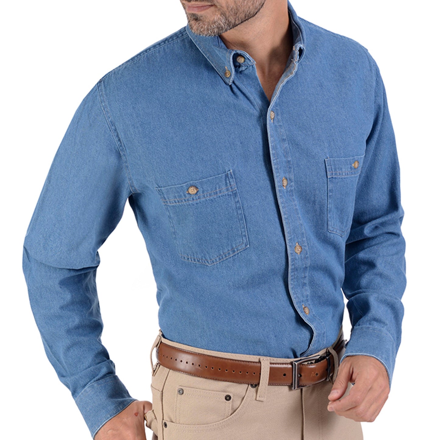 Camisa Mezclilla Yale Manga Larga Botton Down Regular Fit 3516