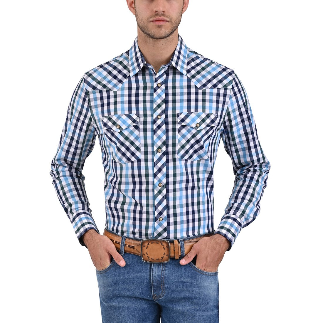 Camisa Vaquera Yale Manga Larga Marino Regular Fit 5257