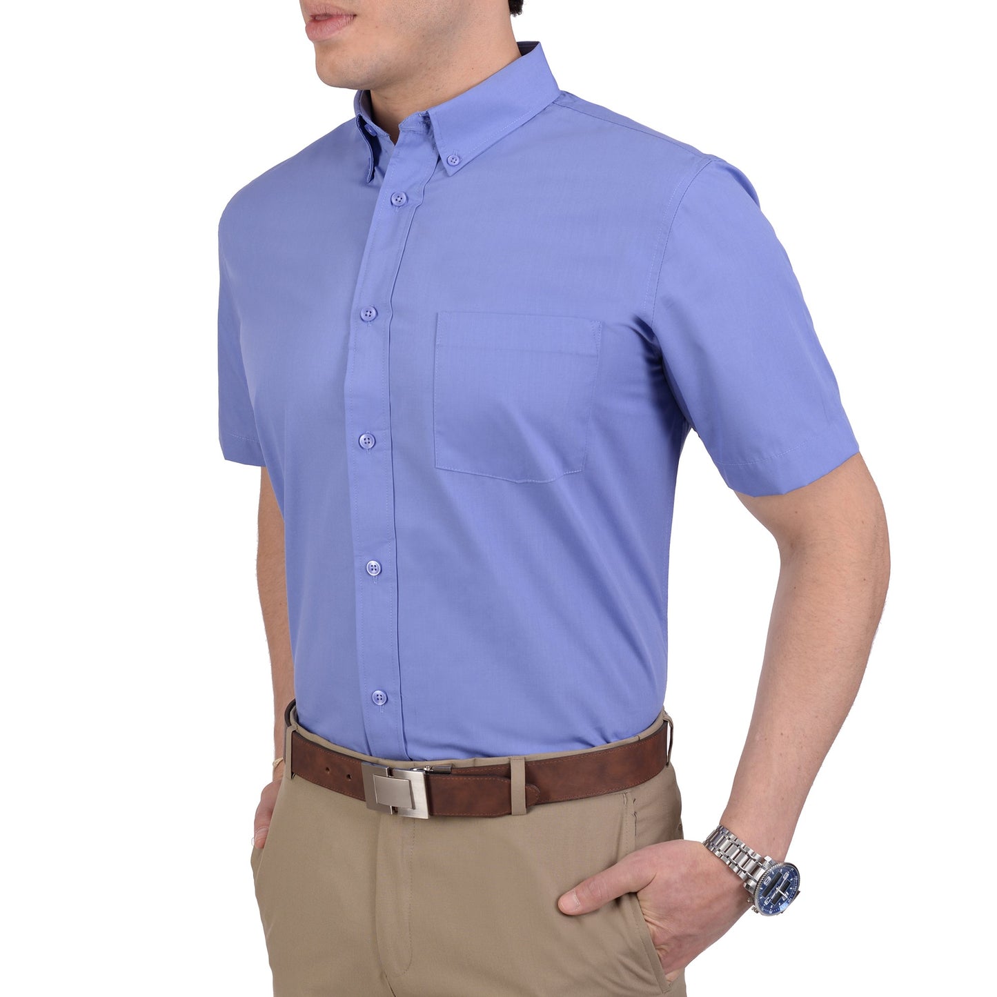 Camisa Casual Yale Manga Corta Lisa Regular Fit 2202