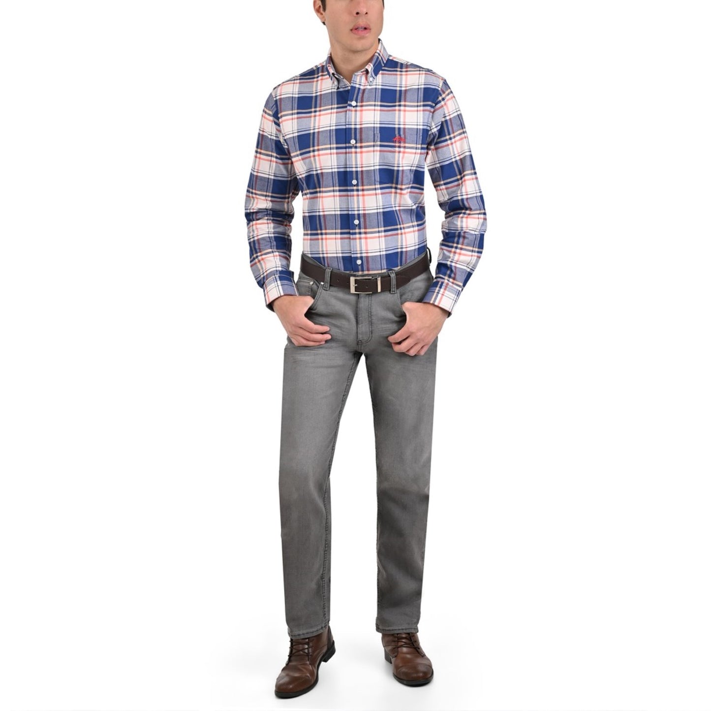 Camisa Buckingham Regular Fit Manga Larga 3695
