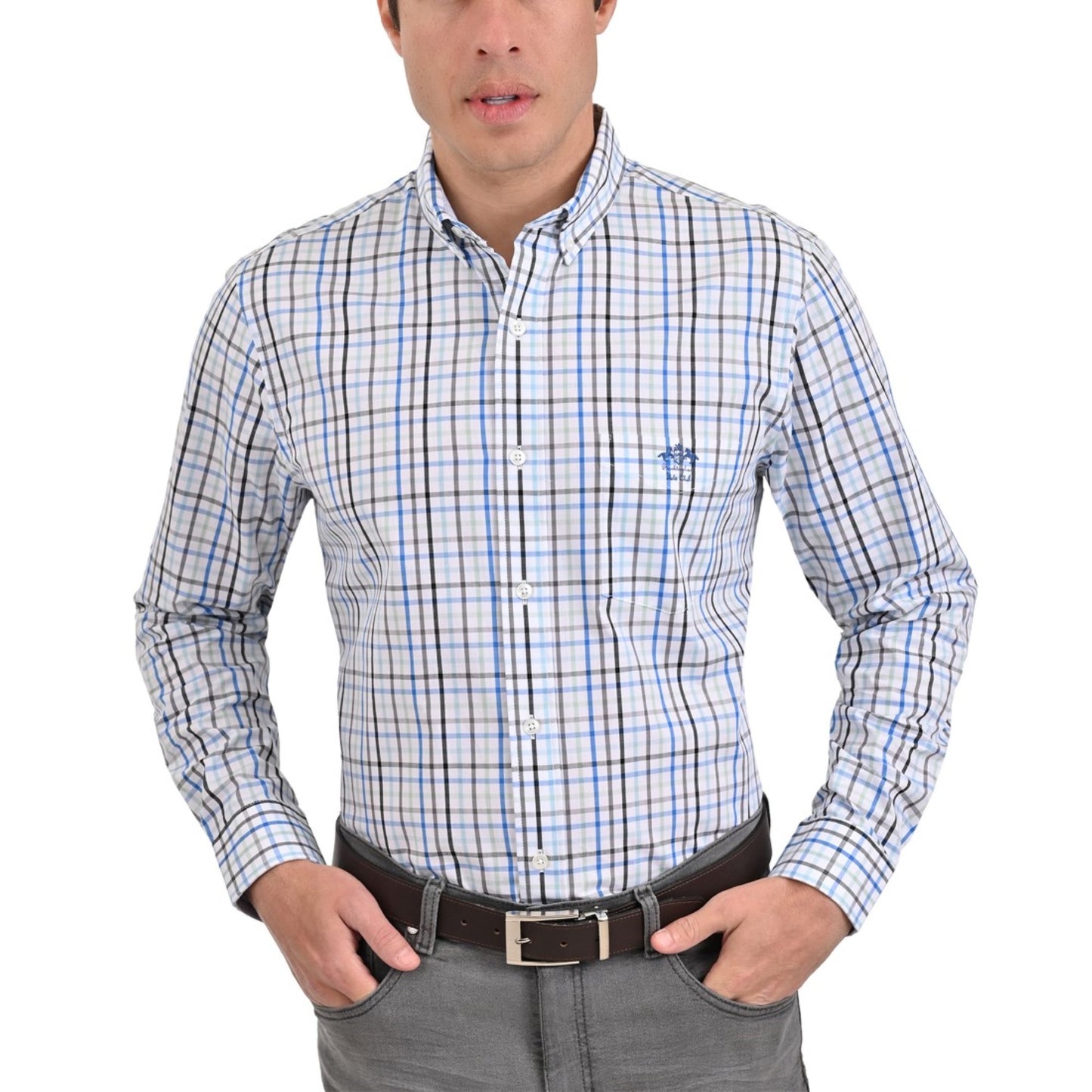 Camisa Buckingham Regular Fit Botón Oculto 3780