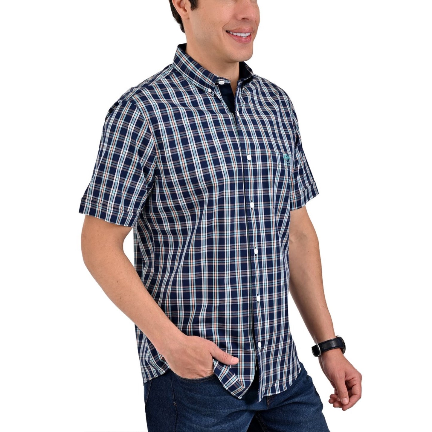 Camisa Buckingham Regular Fit Manga Corta 3704
