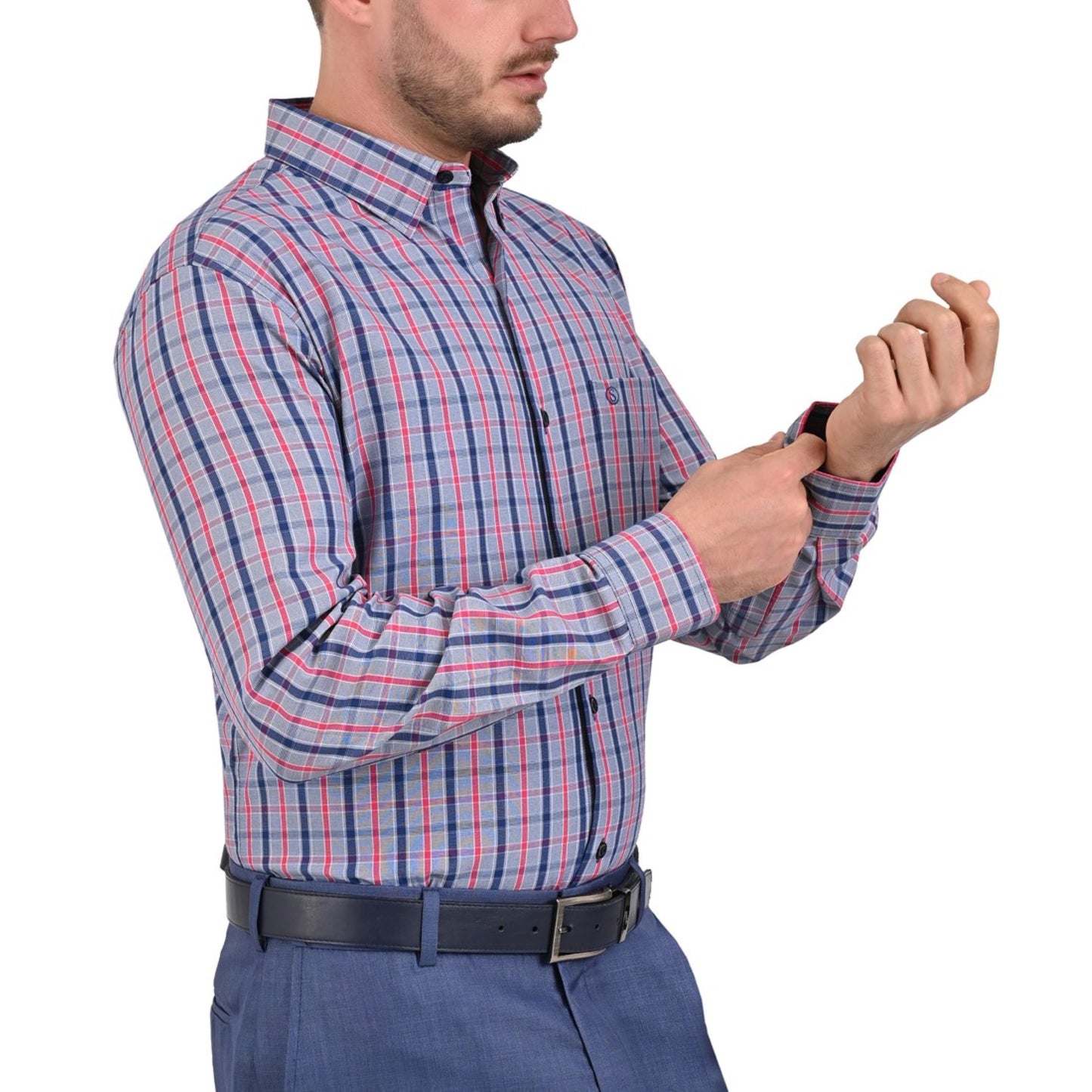Camisa Sansabelt Regular Fit Manga Larga Boton Oculto 3812