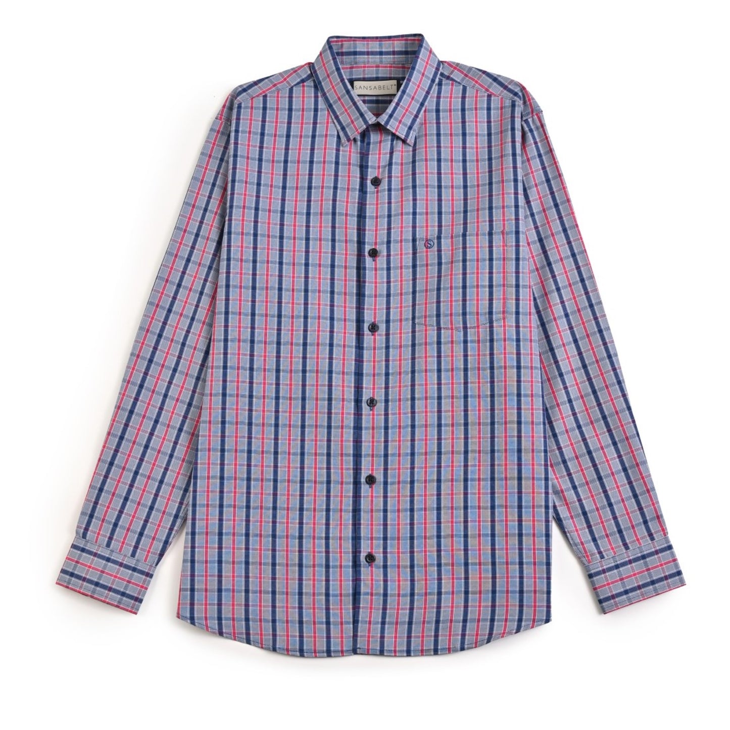 Camisa Sansabelt Regular Fit Manga Larga Boton Oculto 3812