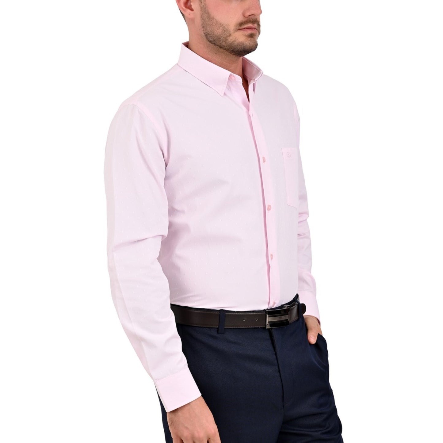 Camisa Sansabelt Regular Fit Manga Larga Botón Oculto 3789