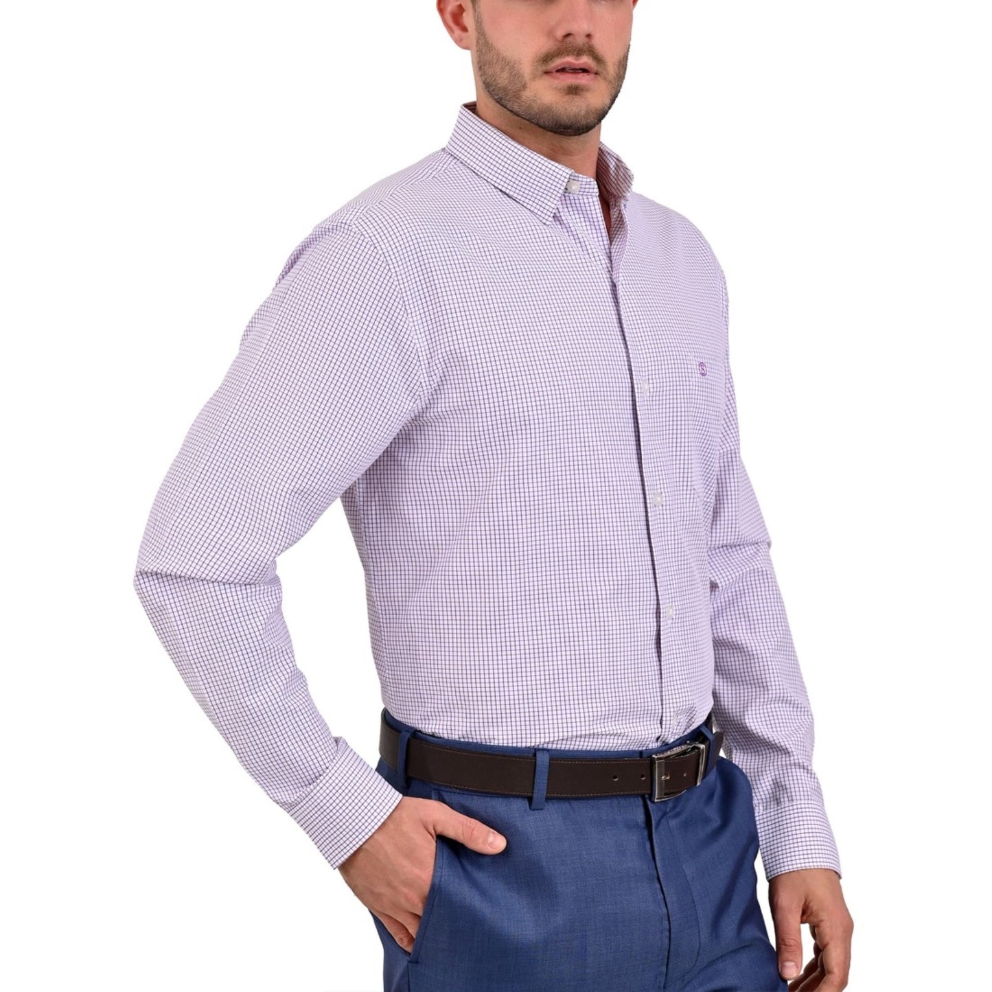 Camisa Sansabelt Regular Fit Manga Larga Botón Oculto 3793