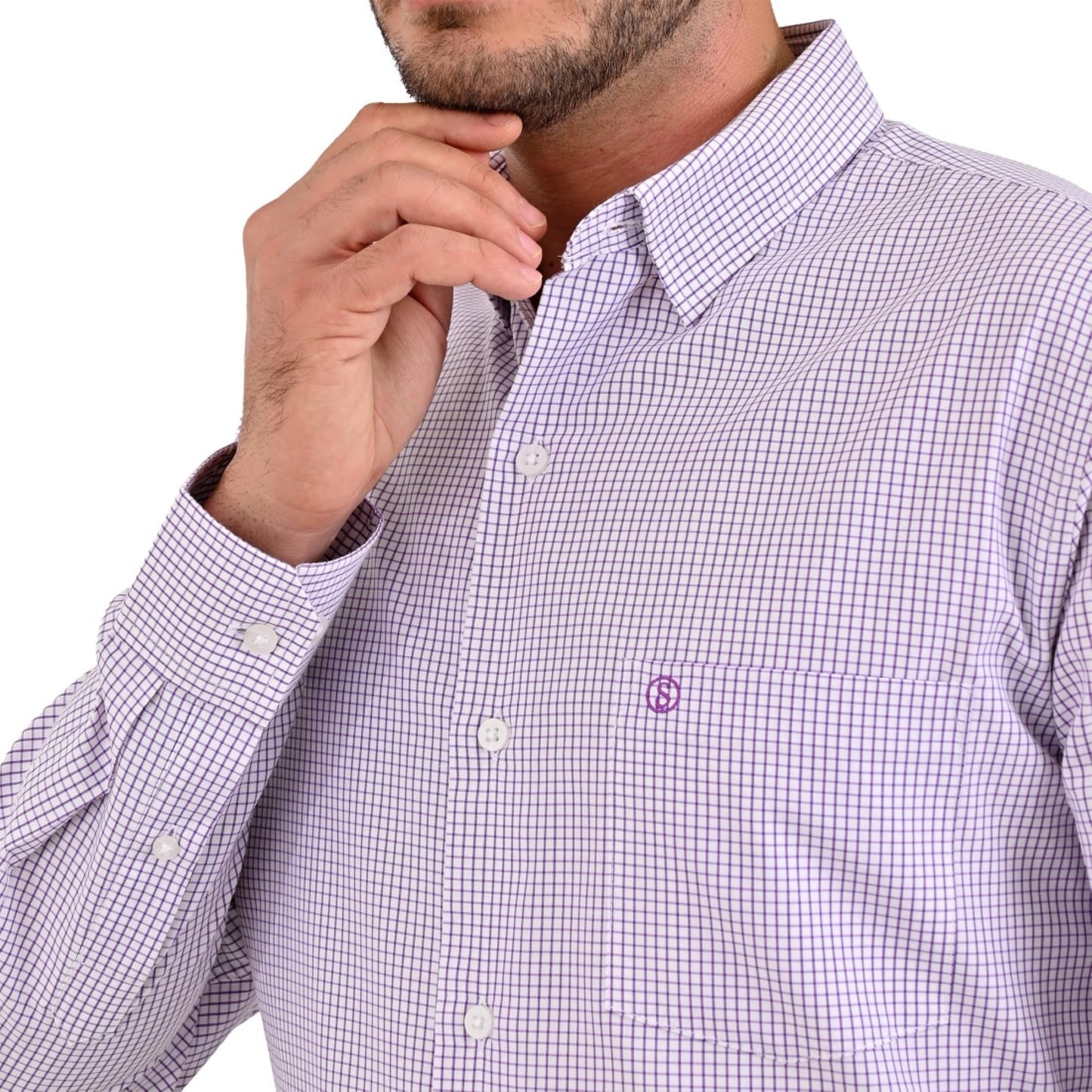Camisa Sansabelt Regular Fit Manga Larga Botón Oculto 3793