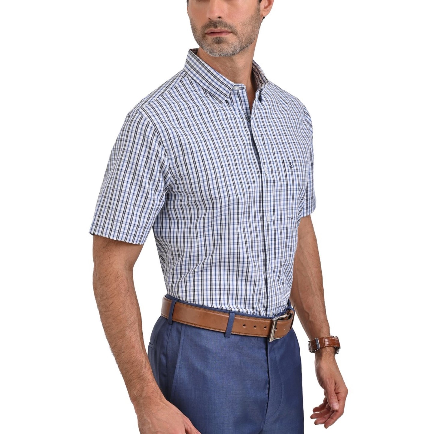 Camisa Sansabelt Regular Fit Manga Corta Botón Oculto 3796