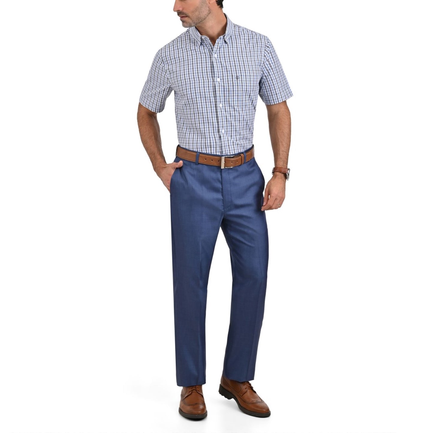 Camisa Sansabelt Regular Fit Manga Corta Botón Oculto 3796