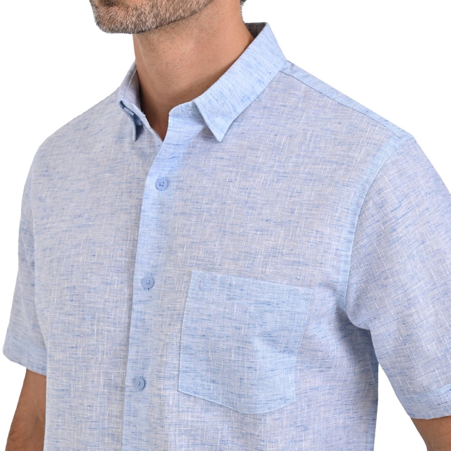 Camisa Sansabelt Regular Fit Manga Corta Bot??n Oculto 3797