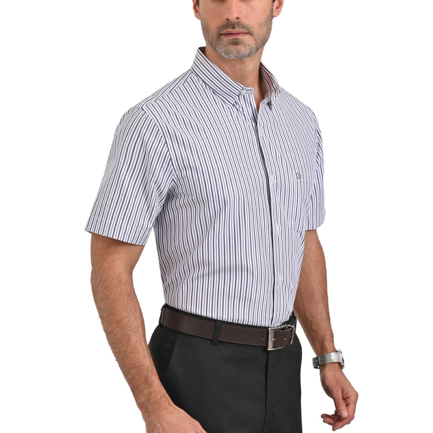 Camisa Sansabelt Regular Fit Manga Corta Botón Oculto 3788