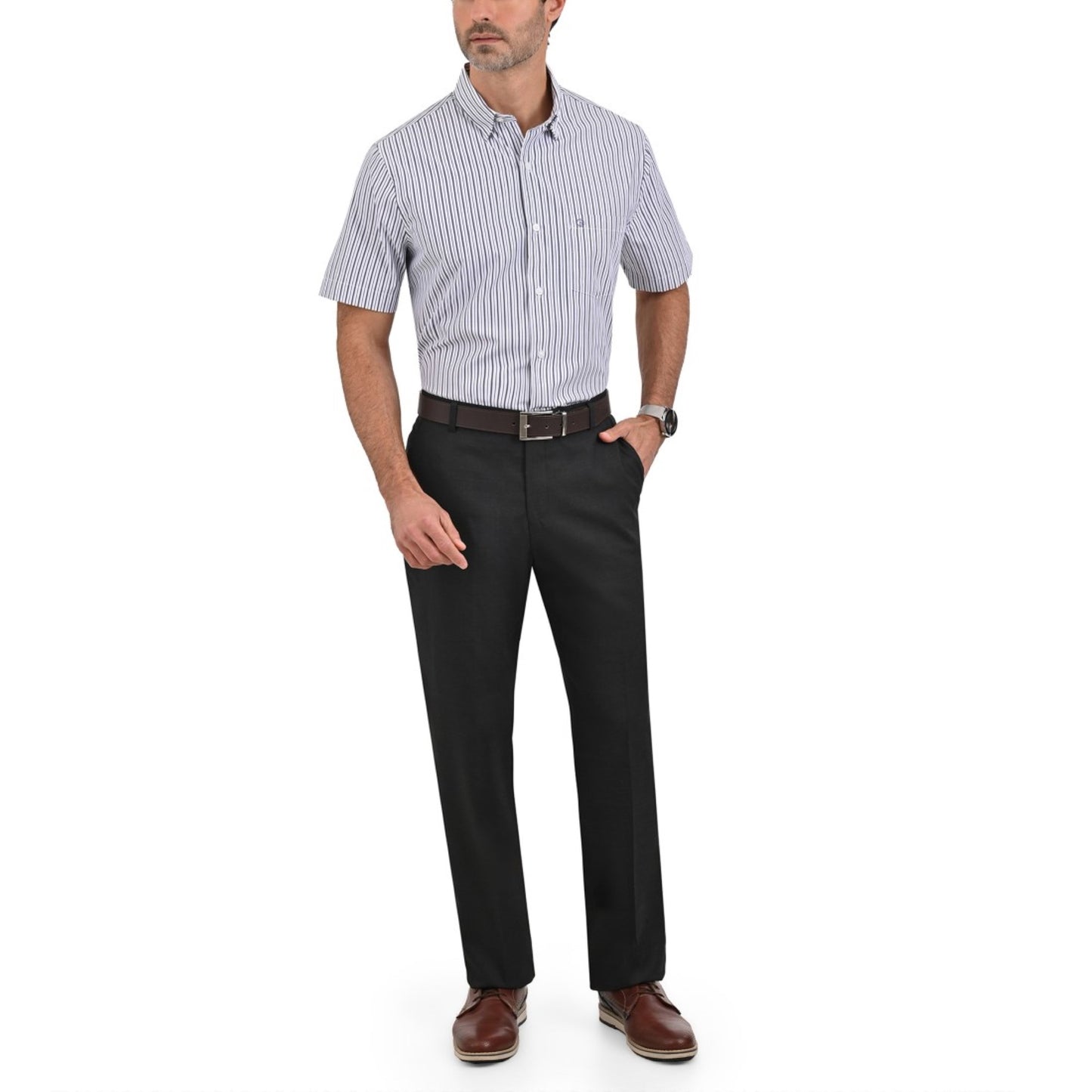 Camisa Sansabelt Regular Fit Manga Corta Botón Oculto 3788
