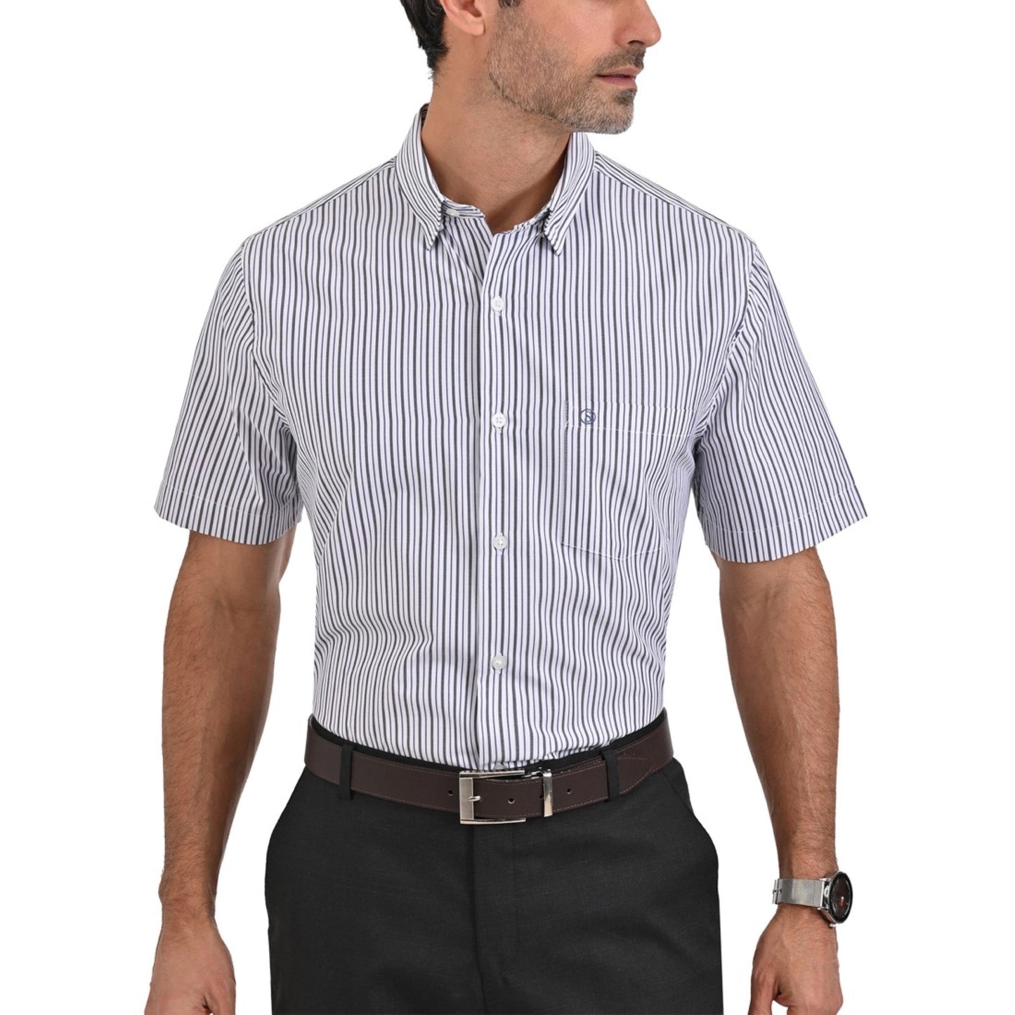 Camisa Sansabelt Regular Fit Manga Corta Botón Oculto 3788