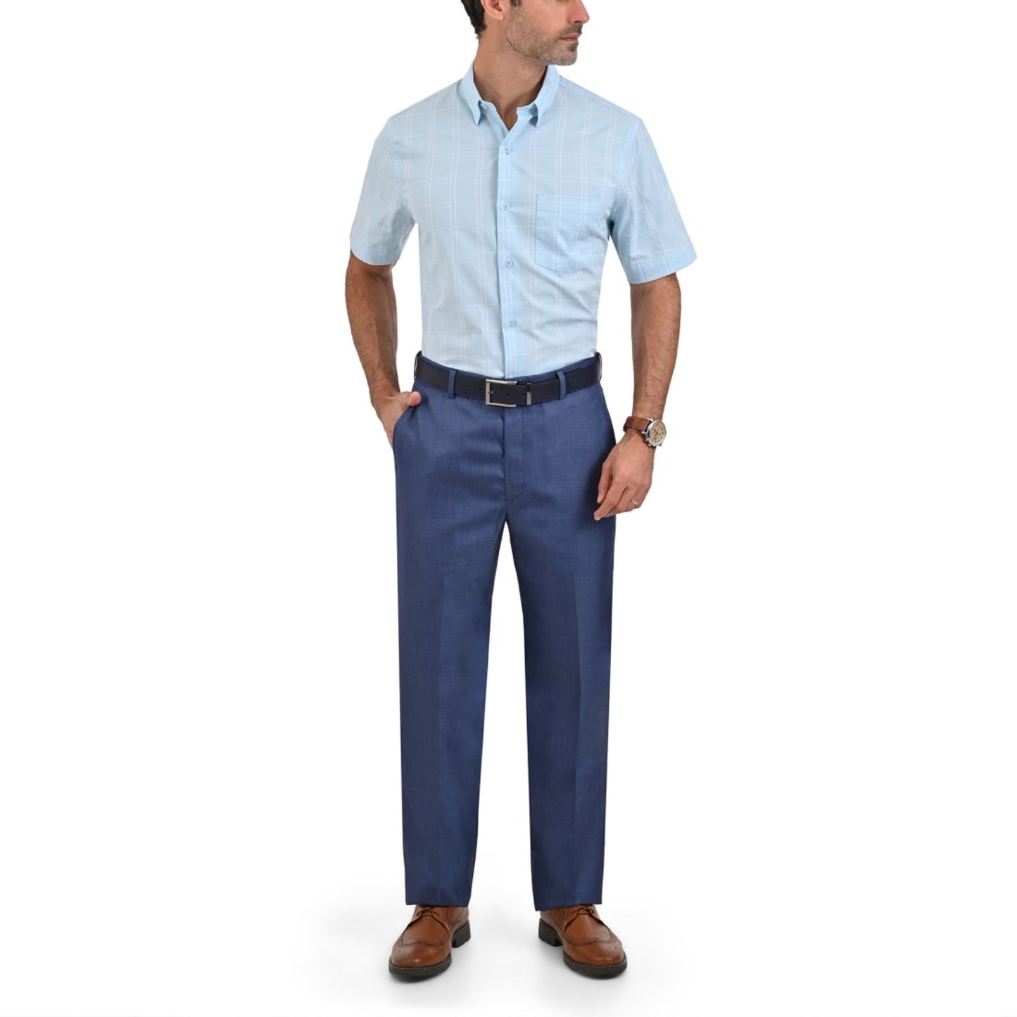 Camisa Sansabelt Regular Fit Botón Oculto 3804