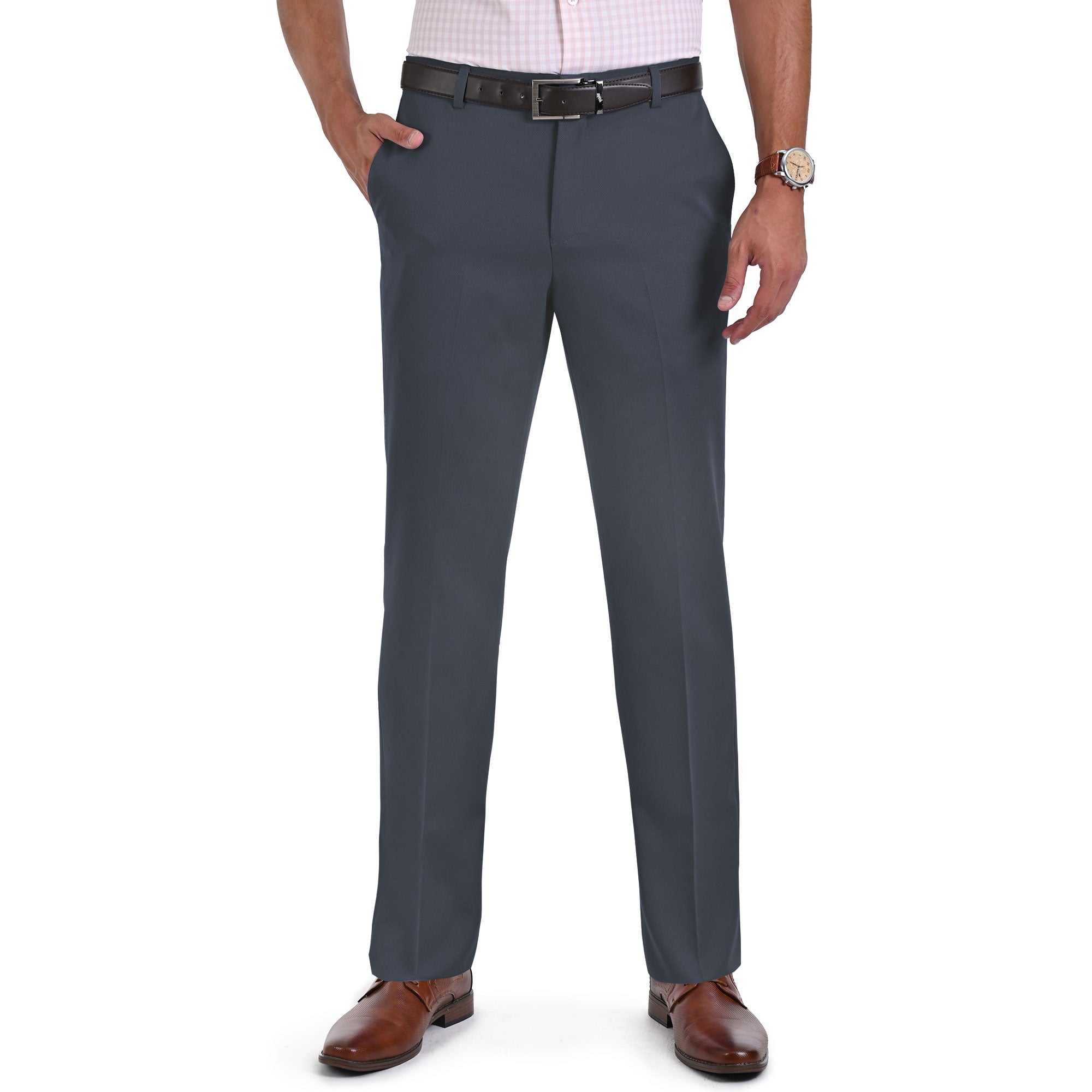 Pantalon de Vestir Yale 1335 Sin Pinzas Gris Medio
