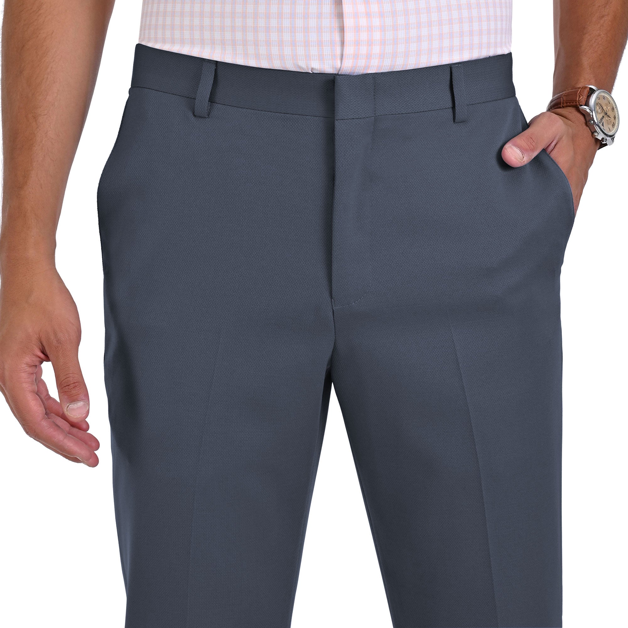 Pantalon de Vestir Yale 1335 Sin Pinzas Gris Medio