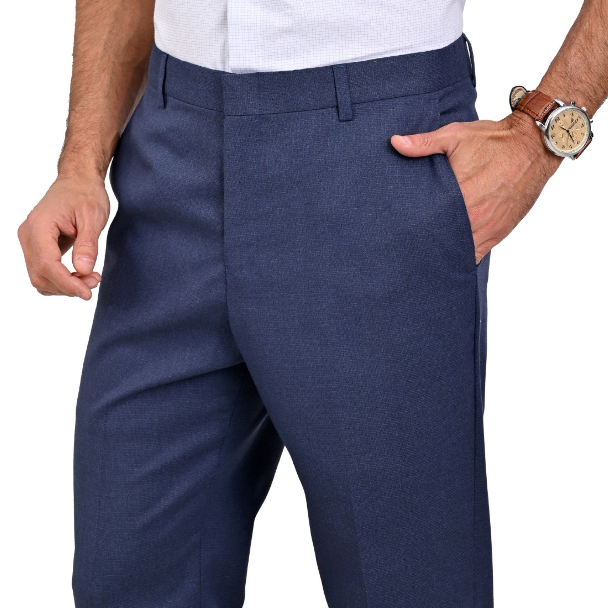 Pantalon de Vestir Yale 3821 Sin Pinzas Azul Pizarra