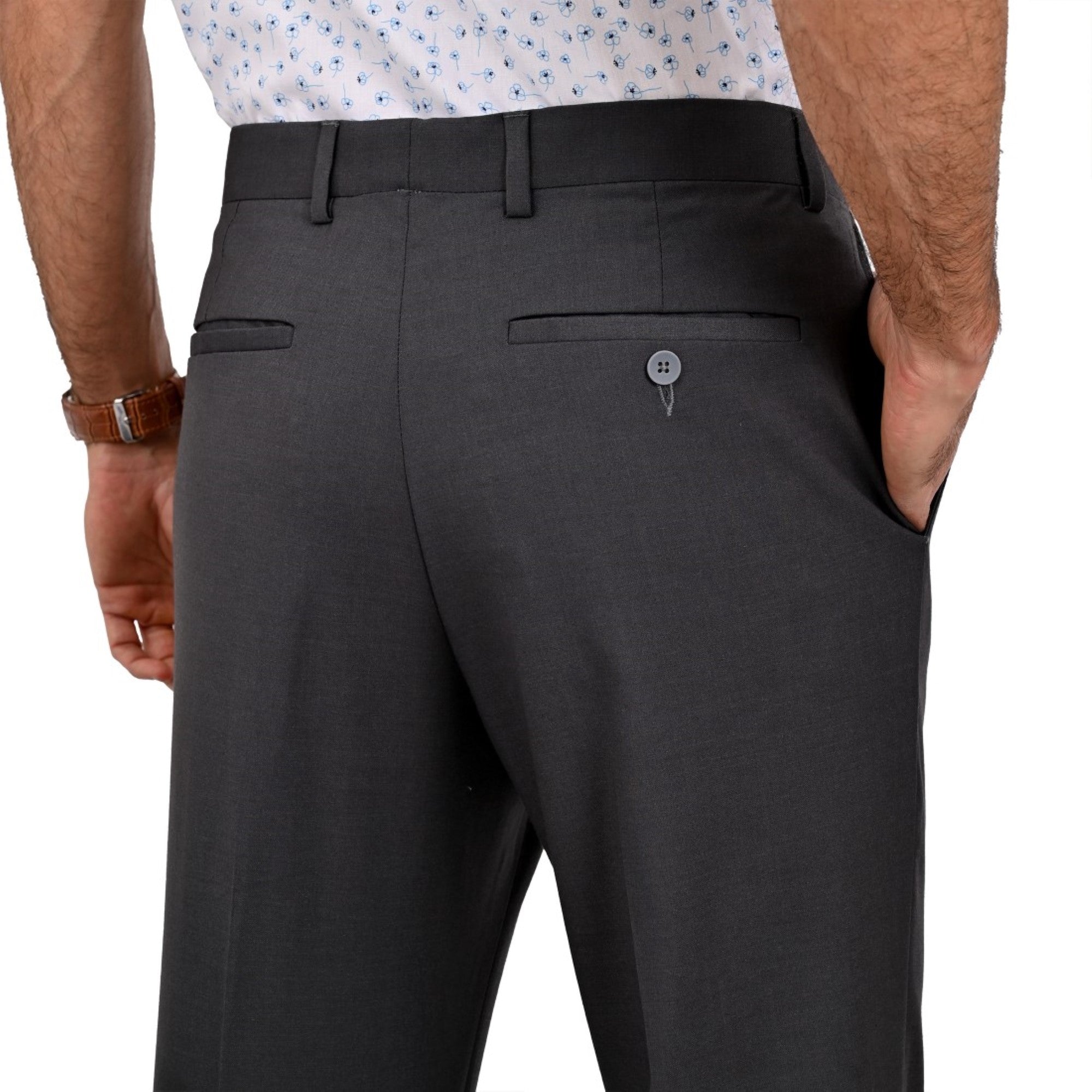 Pantalon de Vestir Yale 3823 Sin Pinzas Gris Medio