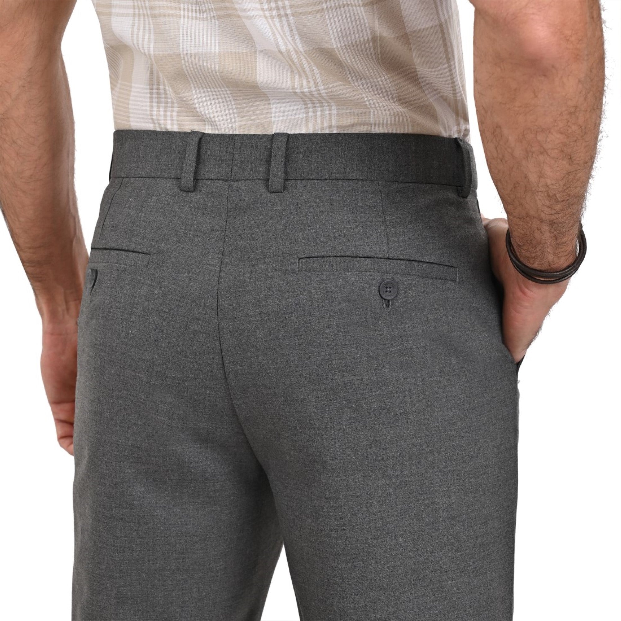 Pantalon de Vestir Yale 3772  Slim Fit Sin Pinzas Cintura Ajustable Gris