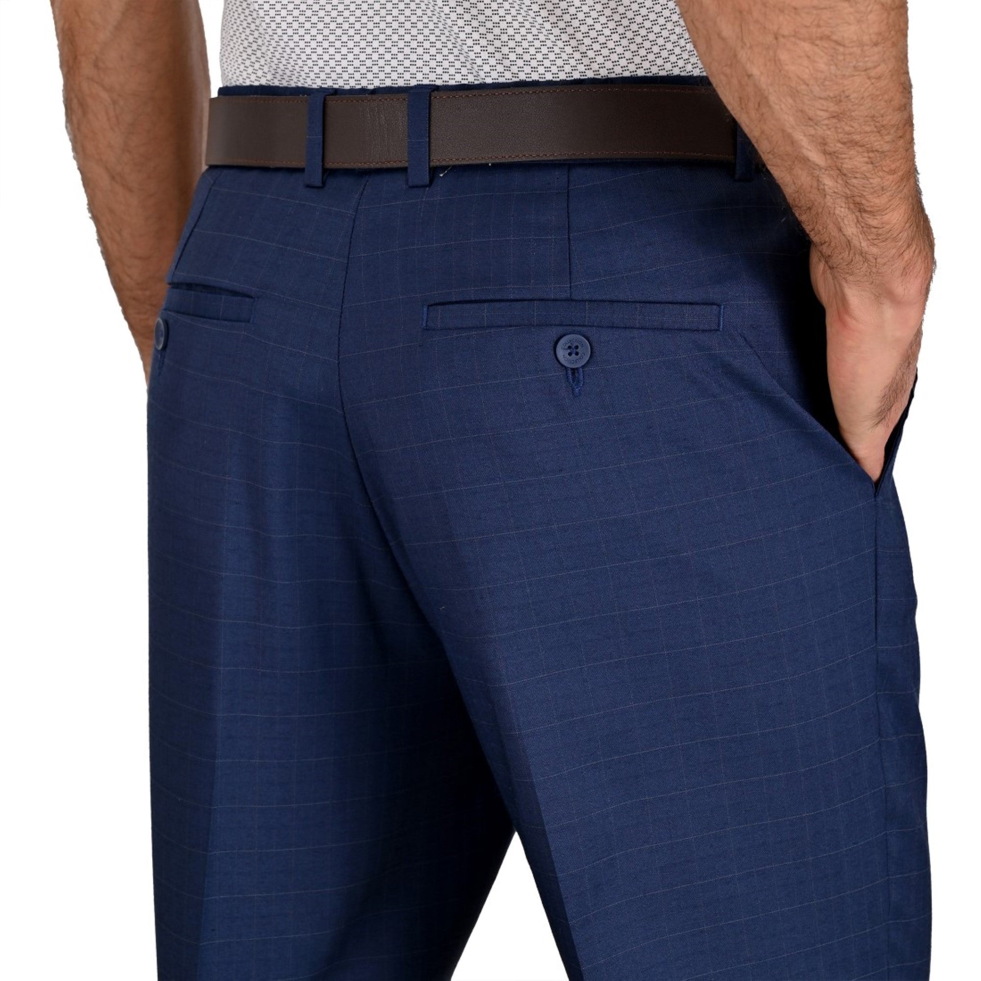 Pantalon de Vestir Yale 3773  Slim Fit Sin Pinzas Cintura Ajustable Azul Zafiro