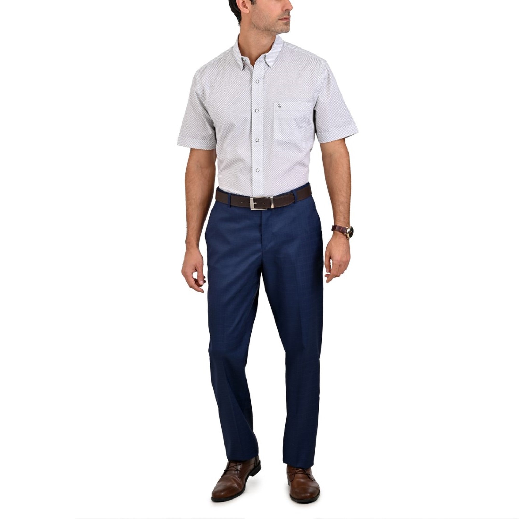 Pantalon de Vestir Yale 3773  Slim Fit Sin Pinzas Cintura Ajustable Azul Zafiro