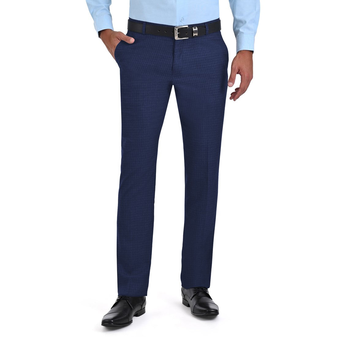 Pantalon de Vestir Yale 2327   Slim Fit Sin Pinzas  Azul Marino