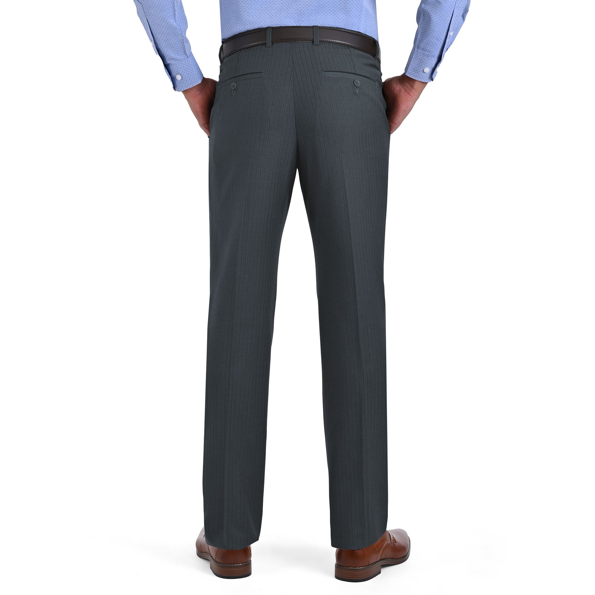 Pantalon de Vestir Yale 0414  Regular Sin Pinzas Cintura Ajustable Gris Oxford