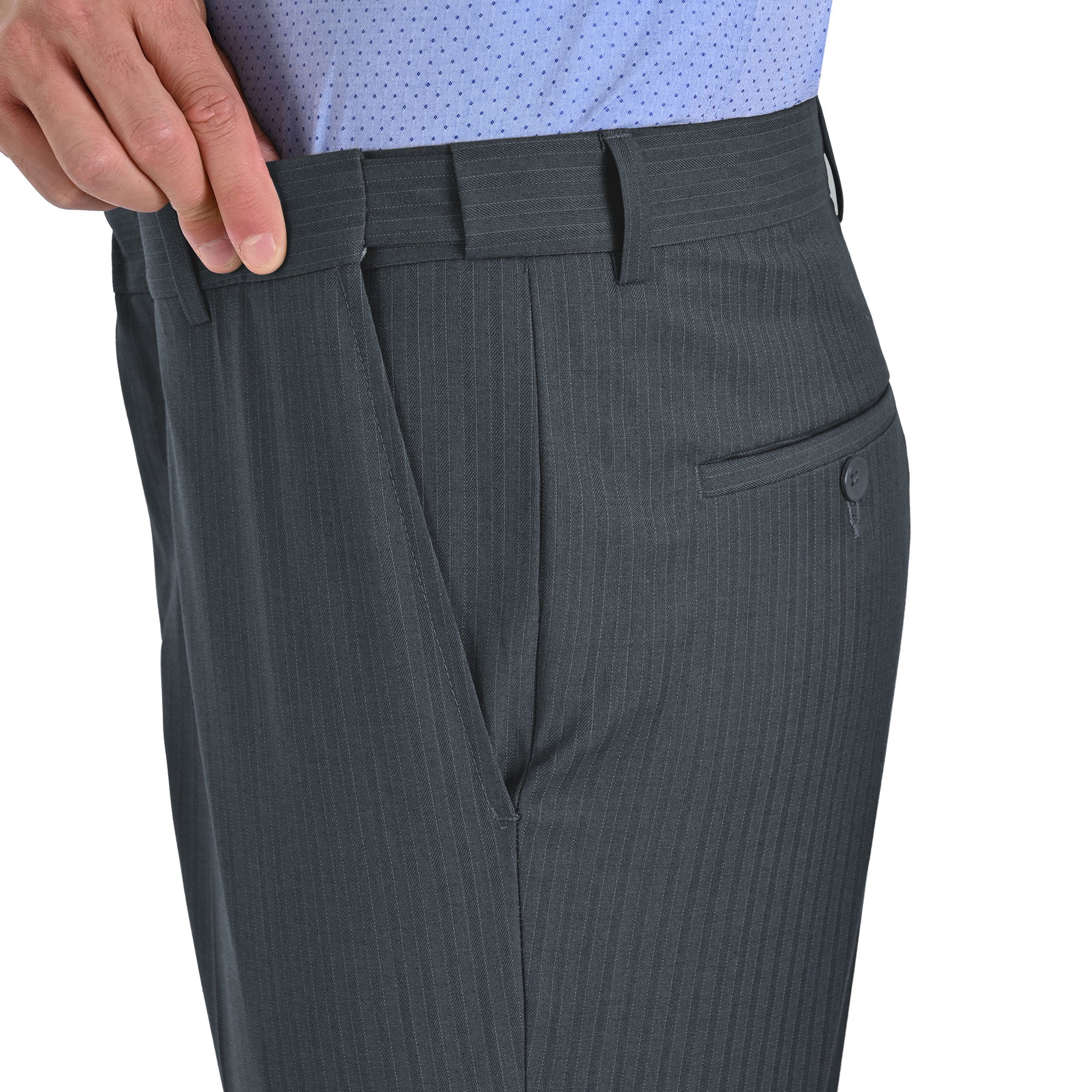 Pantalon de Vestir Yale 0414  Regular Sin Pinzas Cintura Ajustable Gris Oxford