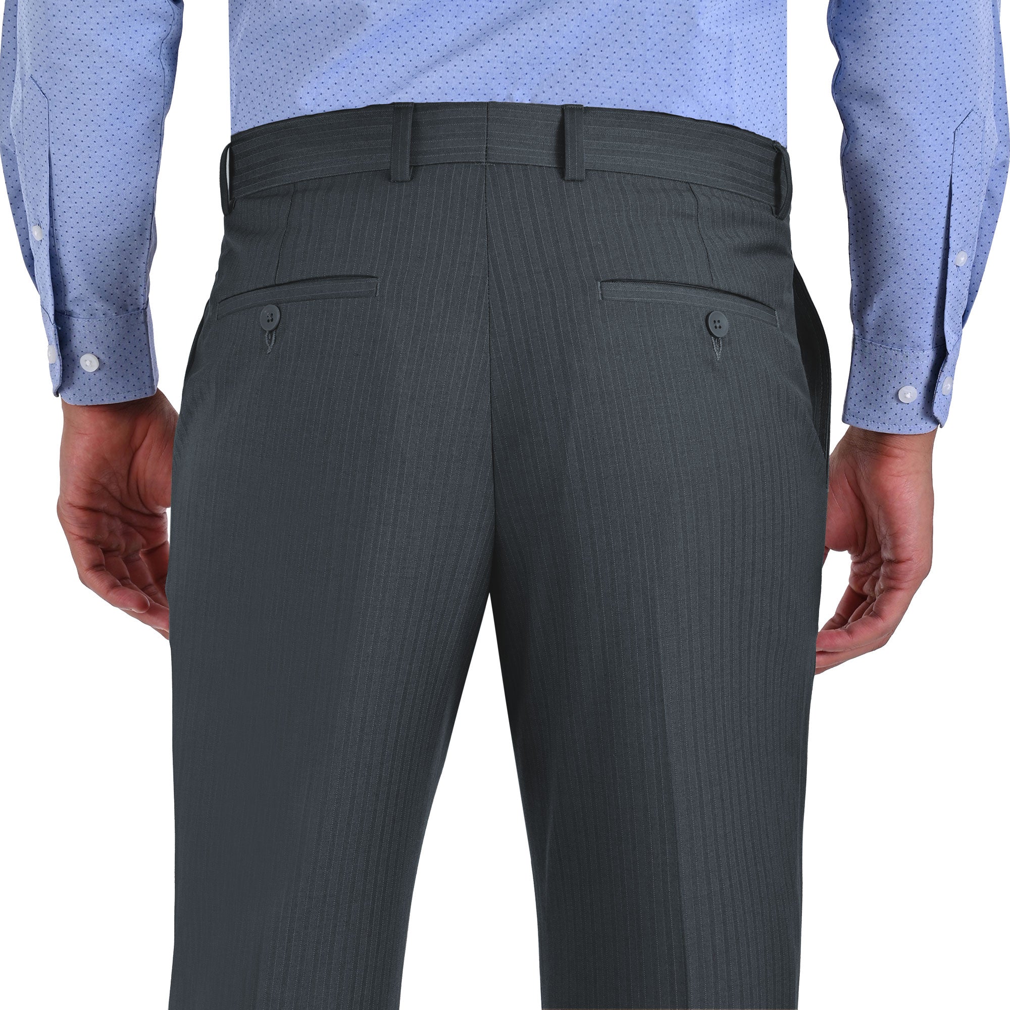 Pantalon de Vestir Yale 0414  Regular Sin Pinzas Cintura Ajustable Gris Oxford
