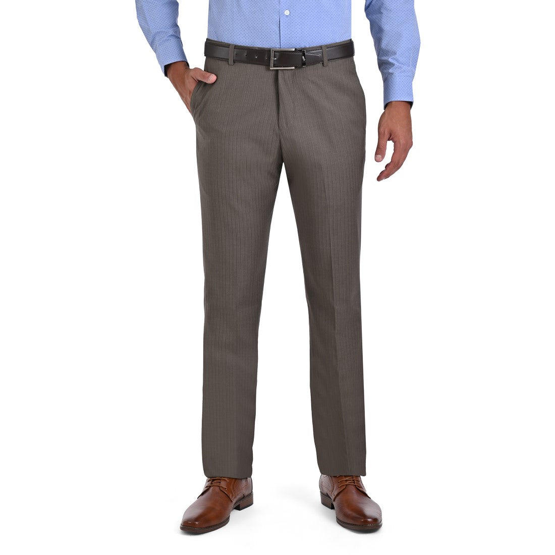 Pantalon de Vestir Yale 0414  Regular Sin Pinzas Cintura Ajustable Verde Olivo