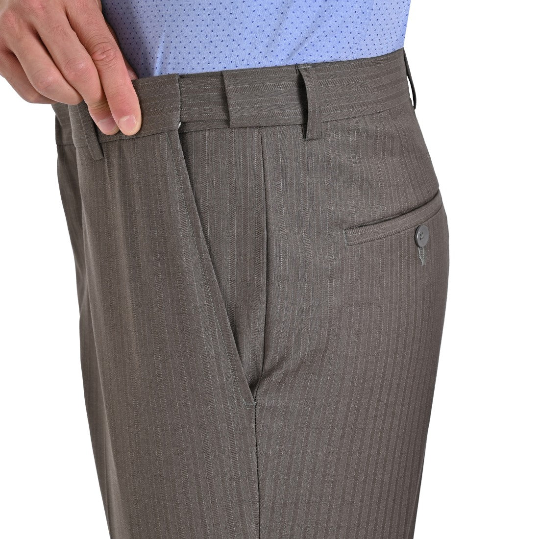 Pantalon de Vestir Yale 0414  Regular Sin Pinzas Cintura Ajustable Verde Olivo