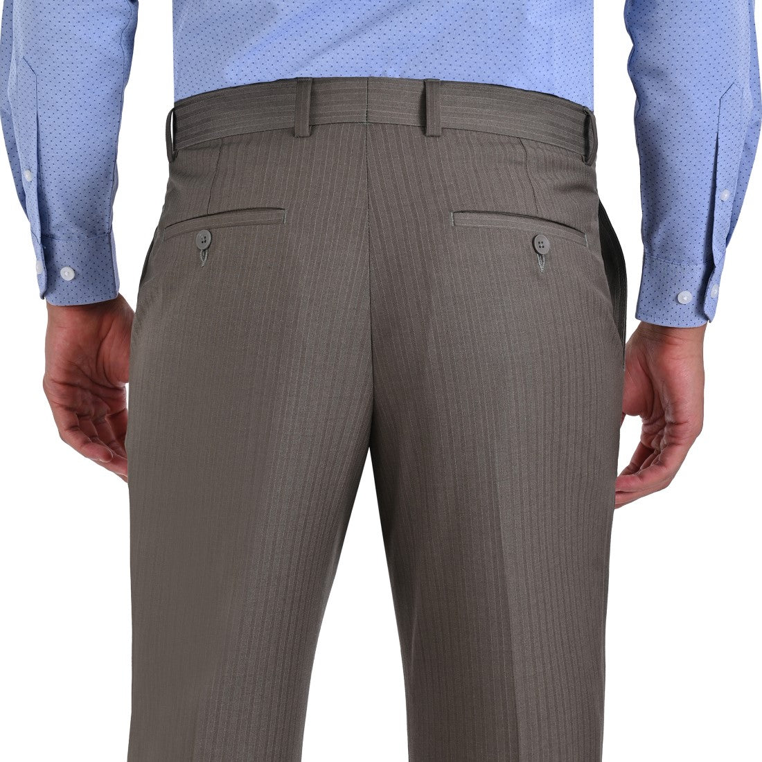 Pantalon de Vestir Yale 0414  Regular Sin Pinzas Cintura Ajustable Verde Olivo