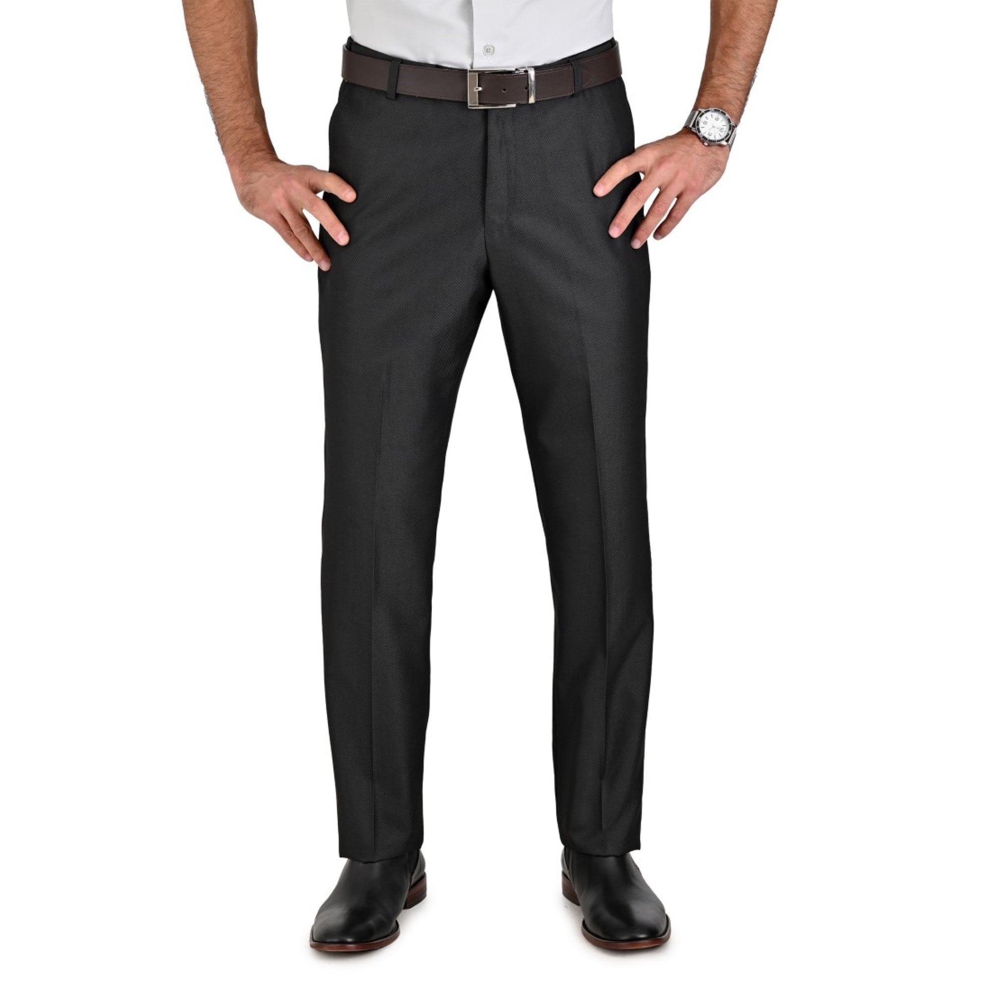 Pantalon de Vestir Yale 3814  Regular Sin Pinzas Cintura Ajustable Negro