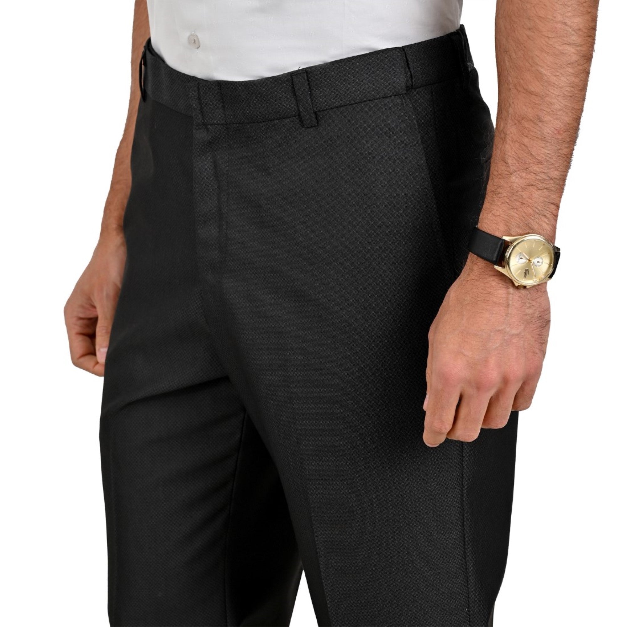 Pantalon de Vestir Yale 3814  Regular Sin Pinzas Cintura Ajustable Negro