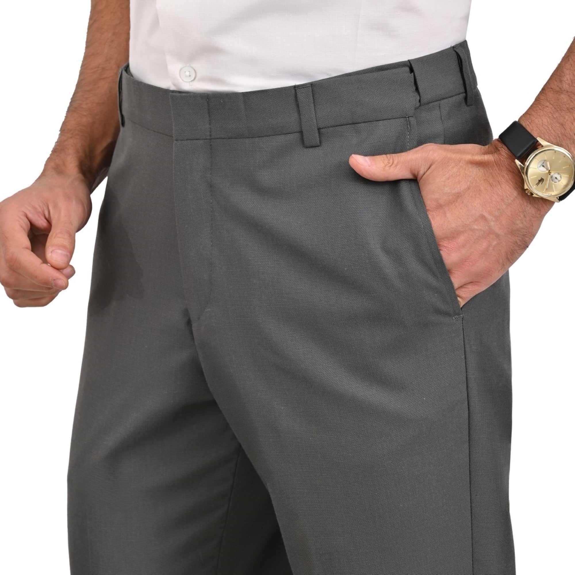 Pantalon de Vestir Yale 3820  Regular Sin Pinzas Cintura Ajustable Gris Rata