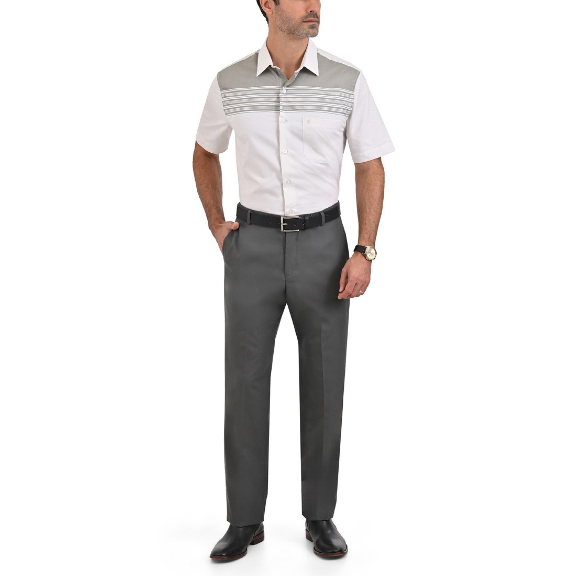 Pantalon de Vestir Yale 3820  Regular Sin Pinzas Cintura Ajustable Gris Rata