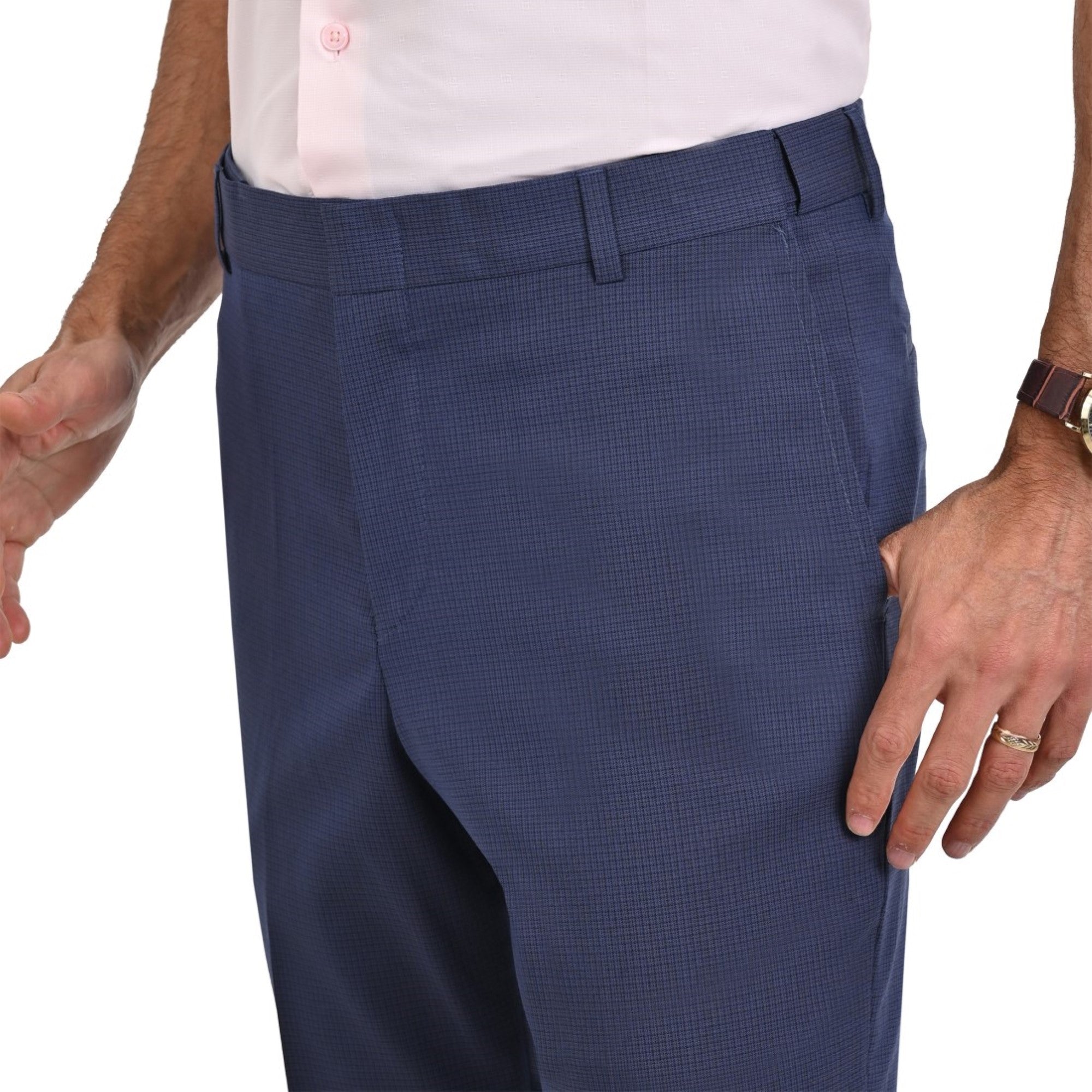 Pantalon de Vestir Yale 3825  Regular Sin Pinzas Cintura Ajustable Azul Petroleo