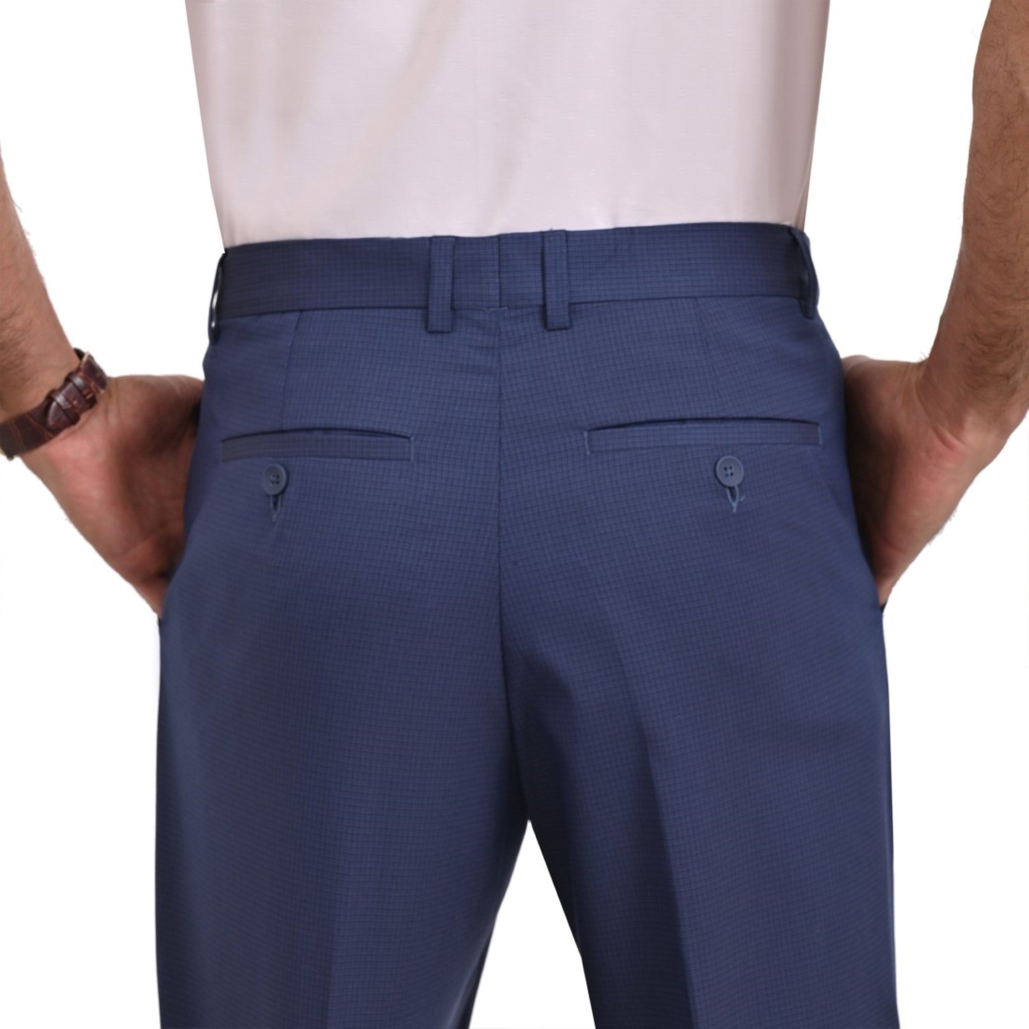 Pantalon de Vestir Yale 3825  Regular Sin Pinzas Cintura Ajustable Azul Petroleo