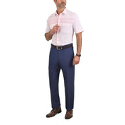 Pantalon de Vestir Yale 3825  Regular Sin Pinzas Cintura Ajustable Azul Petroleo