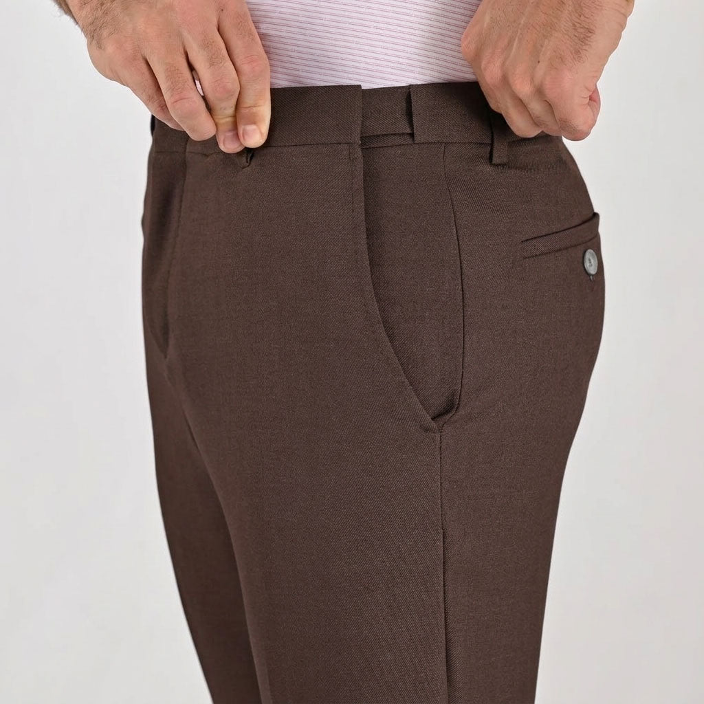 Pantalón de vestir Yale Cintura ajustable Regular Fit 7363 Cafe