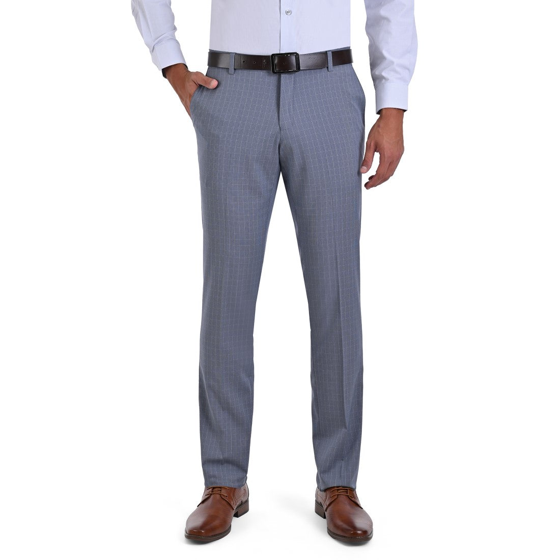 Pantalon de Vestir Yale 2336  Slim Fit  Sin Pinzas  Azul