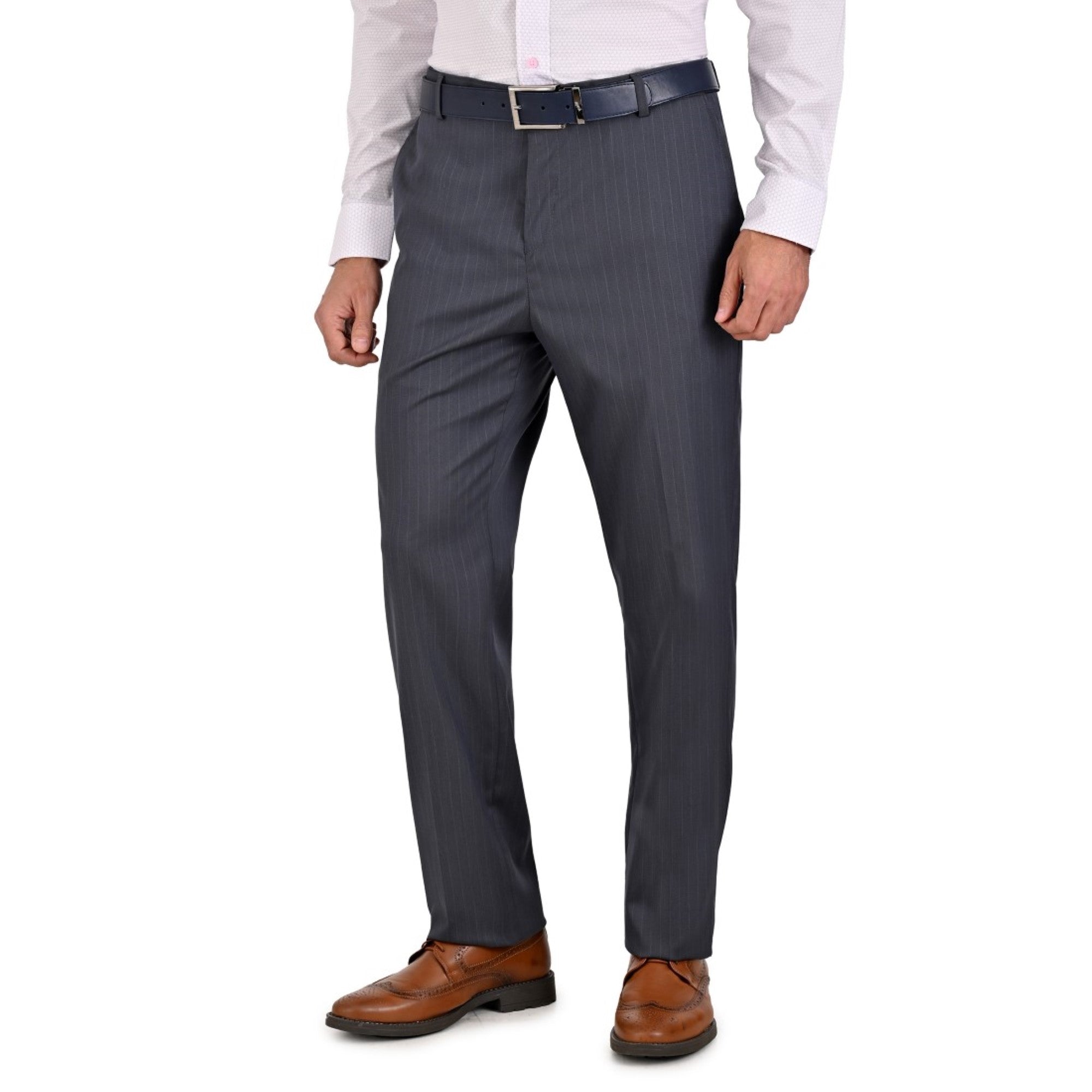 Pantalon de Vestir Yale 3763  Slim Fit  Sin Pinzas Cintura Ajustable Gris Oxford