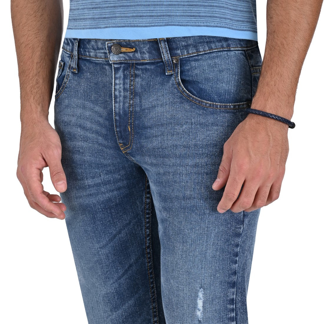 Jeans Vaqueros Yale Slim Fit Modern Azul Petroleo A384