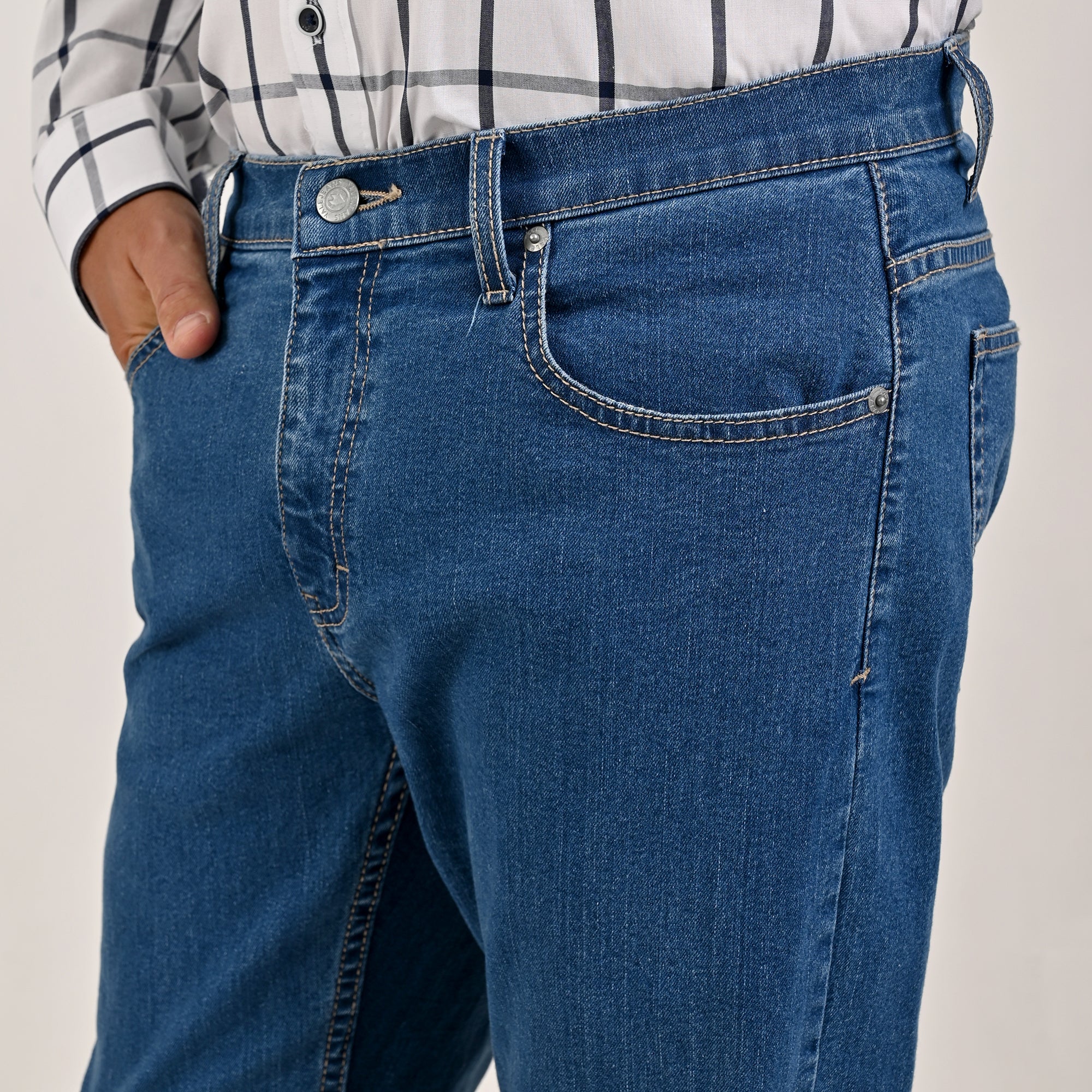Pantalón de Mezclilla Yale Regular Fit A819 Azul Petroleo