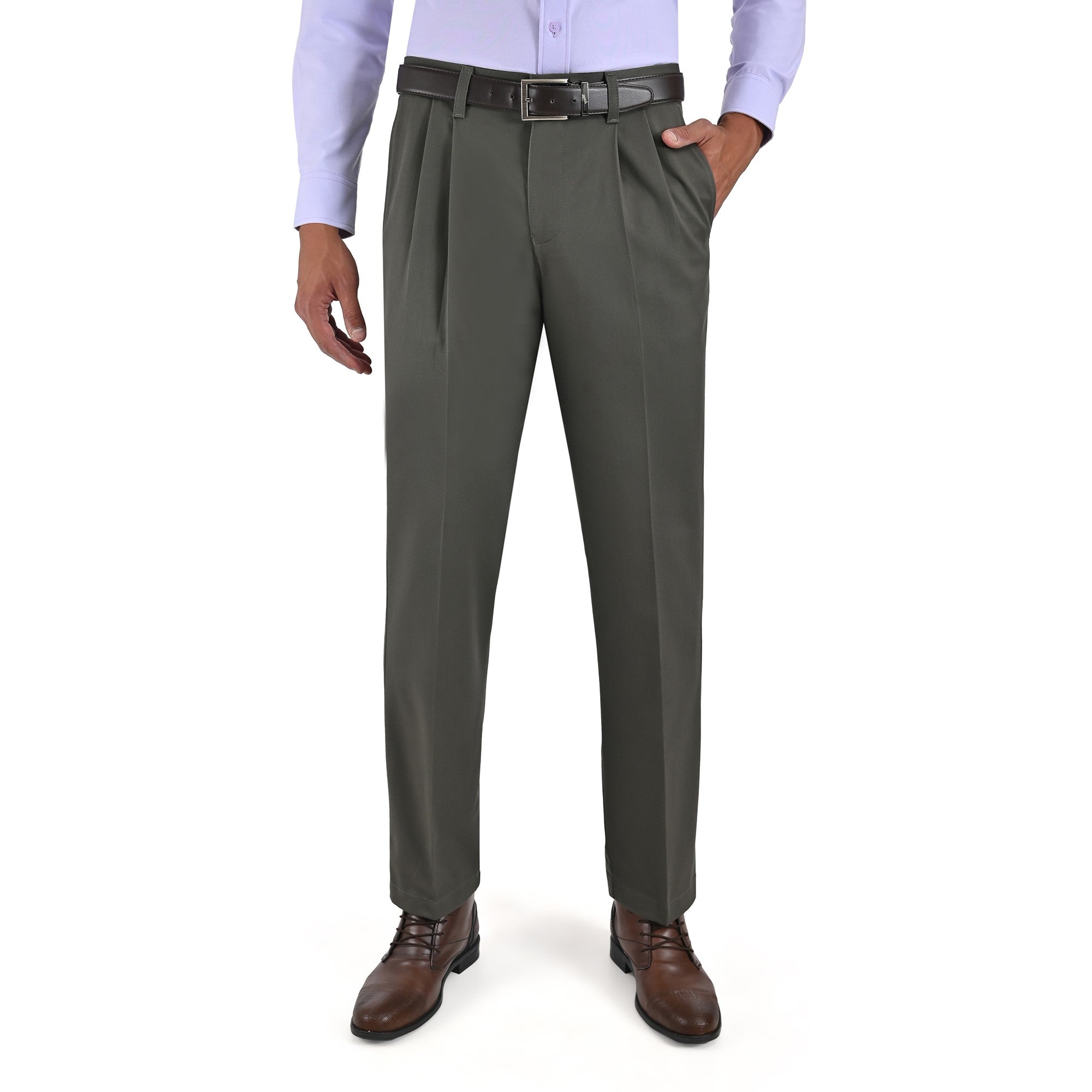 Pantalón Casual Yale Con Pinzas Regular Fit Nanotex 0726