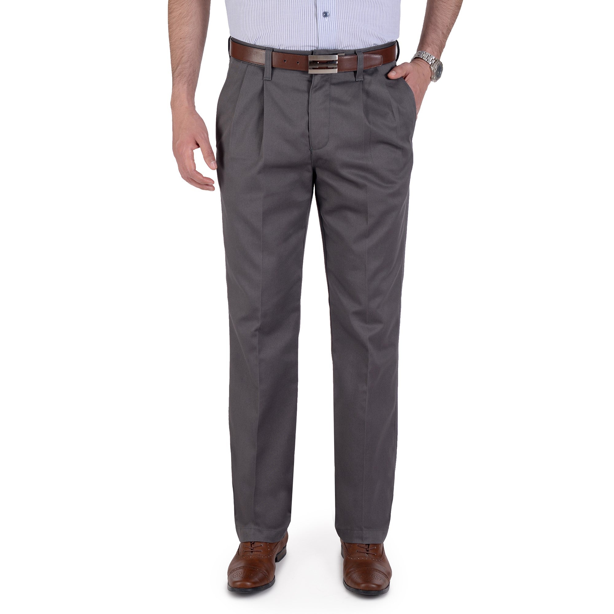 Pantalón Casual Yale Con Pinzas Regular Fit Nanotex 0726