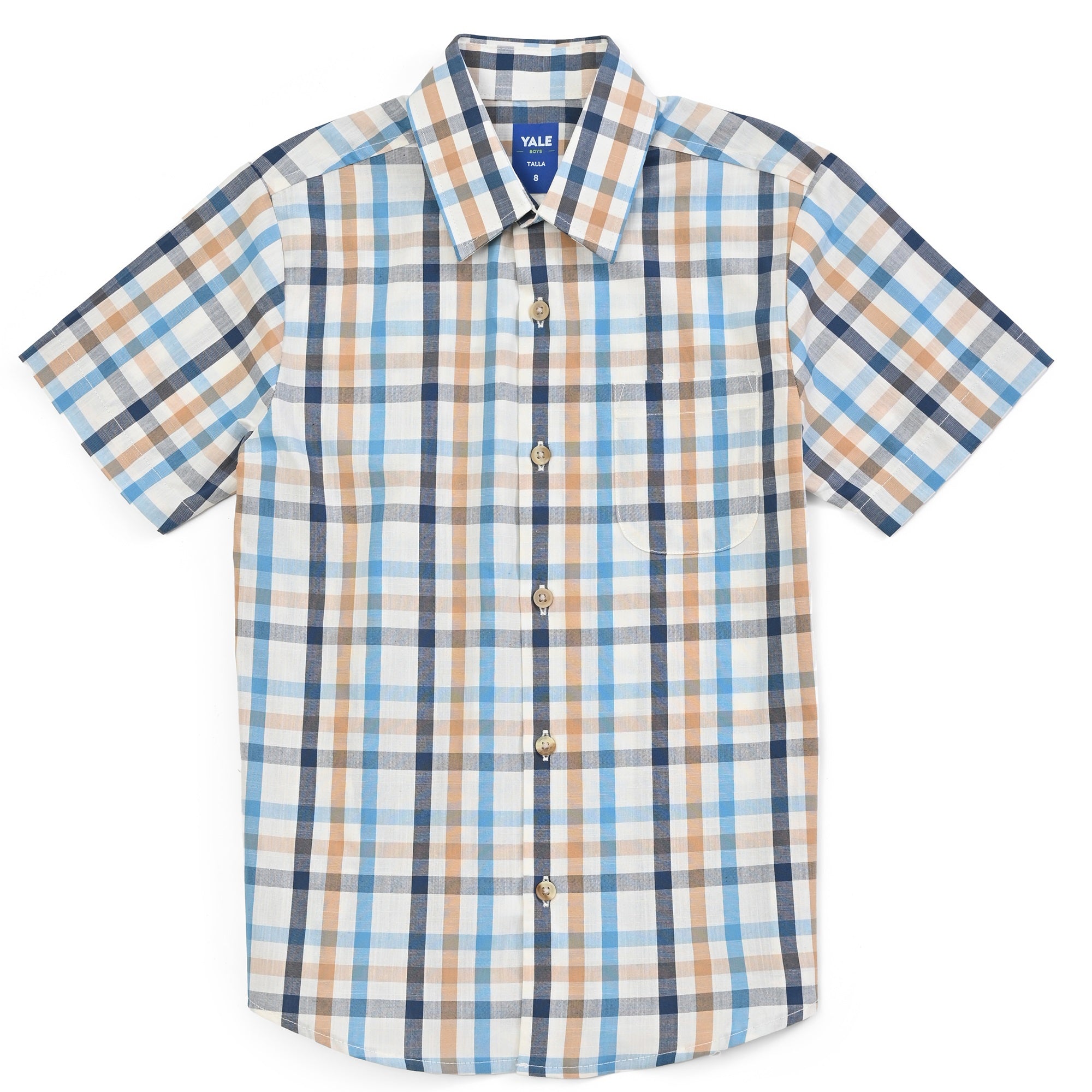 Camisa Yale Boys Manga Corta Regular Fit 4665 Azul