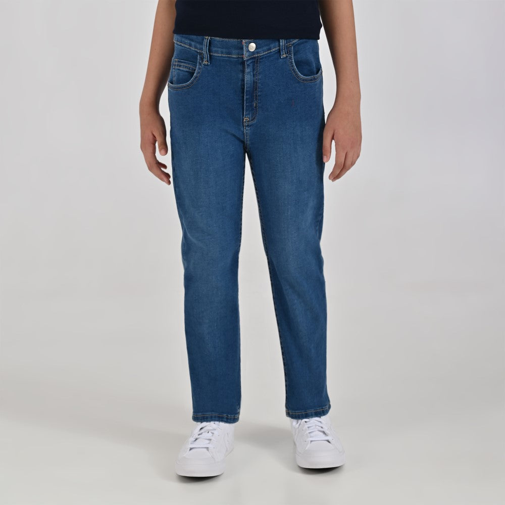 Pantalón de Gabardina Yale Boys Slim Fit 5 bolsas 2046 Azul Petróleo