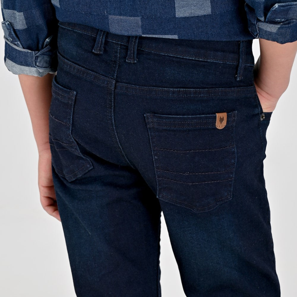 Pantalón de Gabardina Yale Boys Slim Fit 5 bolsas 2046 Azul Marino