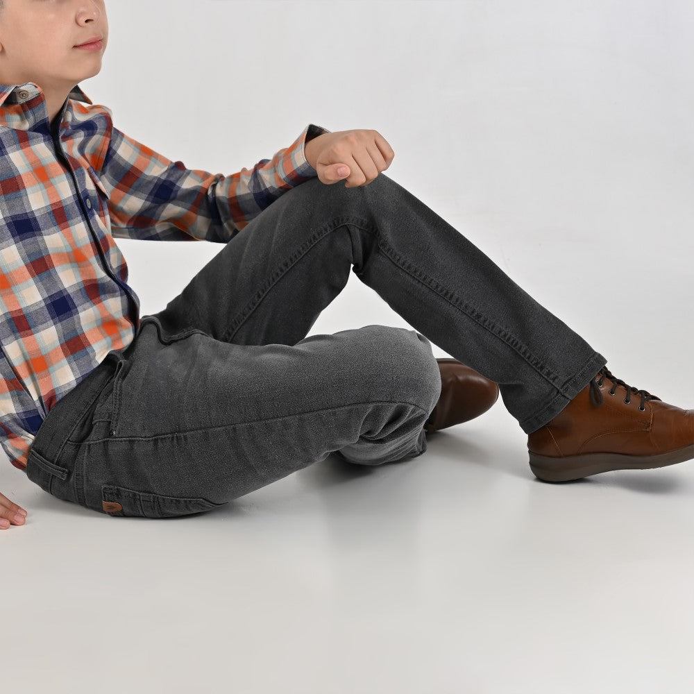 Pantalón de Gabardina Yale Boys Slim Fit 5 bolsas 2944 Gris Oxford
